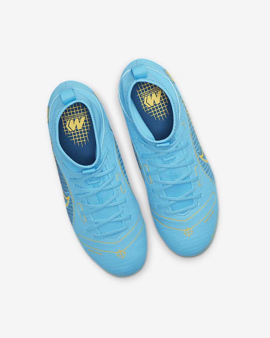 Botas de Futbol Nike Jr. Mercurial Superfly 8 Academy MG Niña Azules Naranjas | AR5016