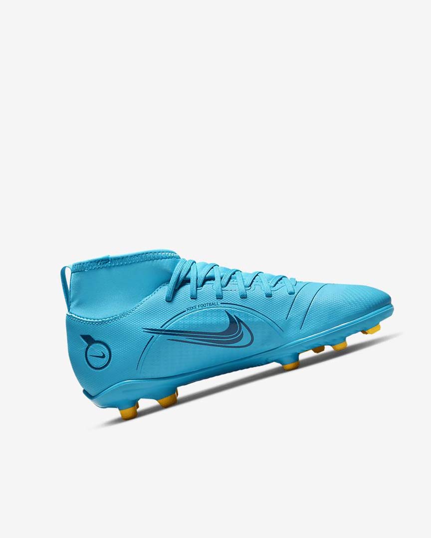 Botas de Futbol Nike Jr. Mercurial Superfly 8 Club MG Niño Azules Naranjas | AR5018