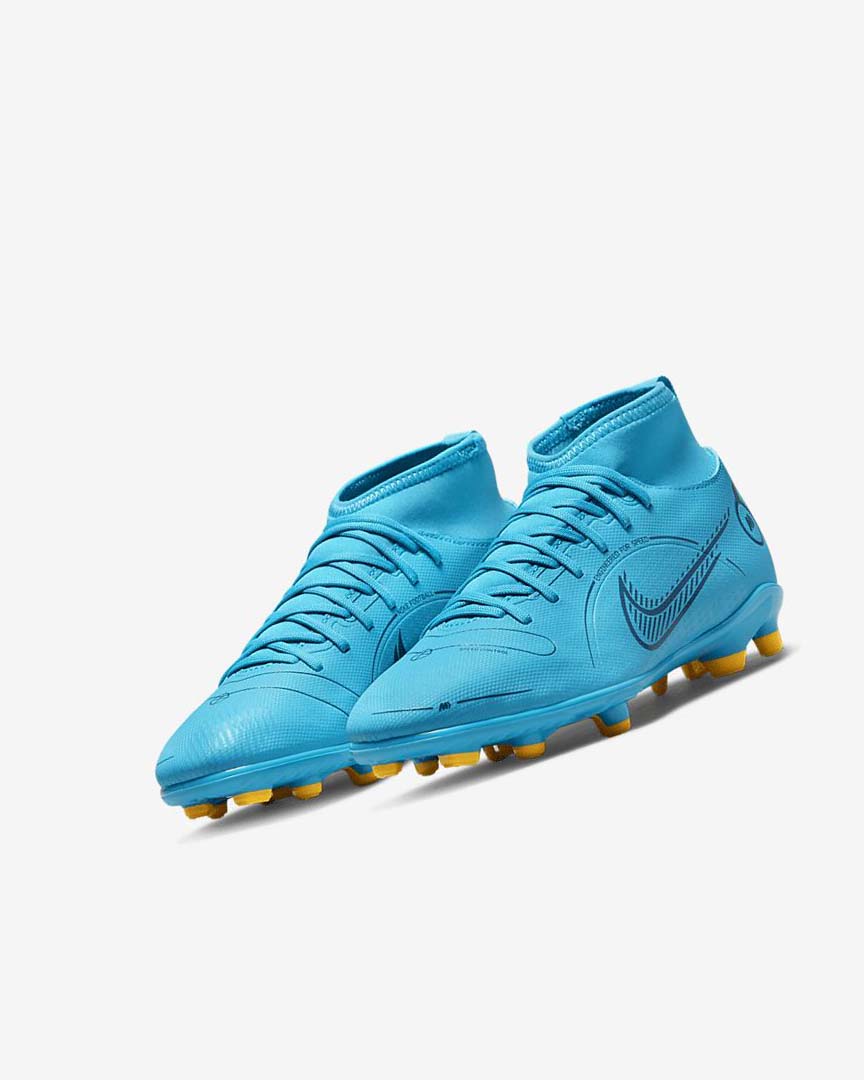 Botas de Futbol Nike Jr. Mercurial Superfly 8 Club MG Niño Azules Naranjas | AR5018