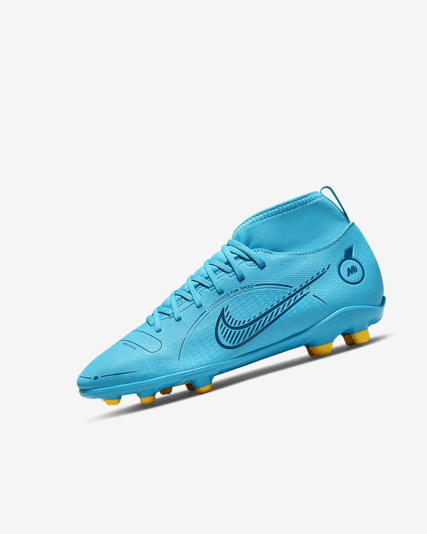 Botas de Futbol Nike Jr. Mercurial Superfly 8 Club MG Niño Azules Naranjas | AR5018