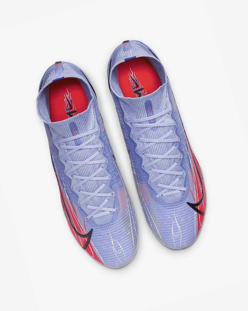 Botas de Futbol Nike Mercurial Superfly 8 Elite KM AG Hombre Indigo Rojas Claro Metal Plateadas | AR1114