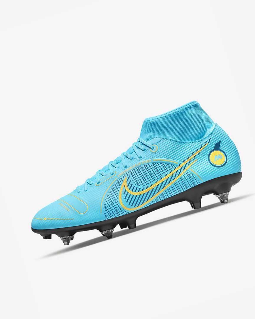 Botas de Futbol Nike Mercurial Superfly 8 Academy SG-PRO Anti-Clog Traction Hombre Azules Naranjas | AR2256