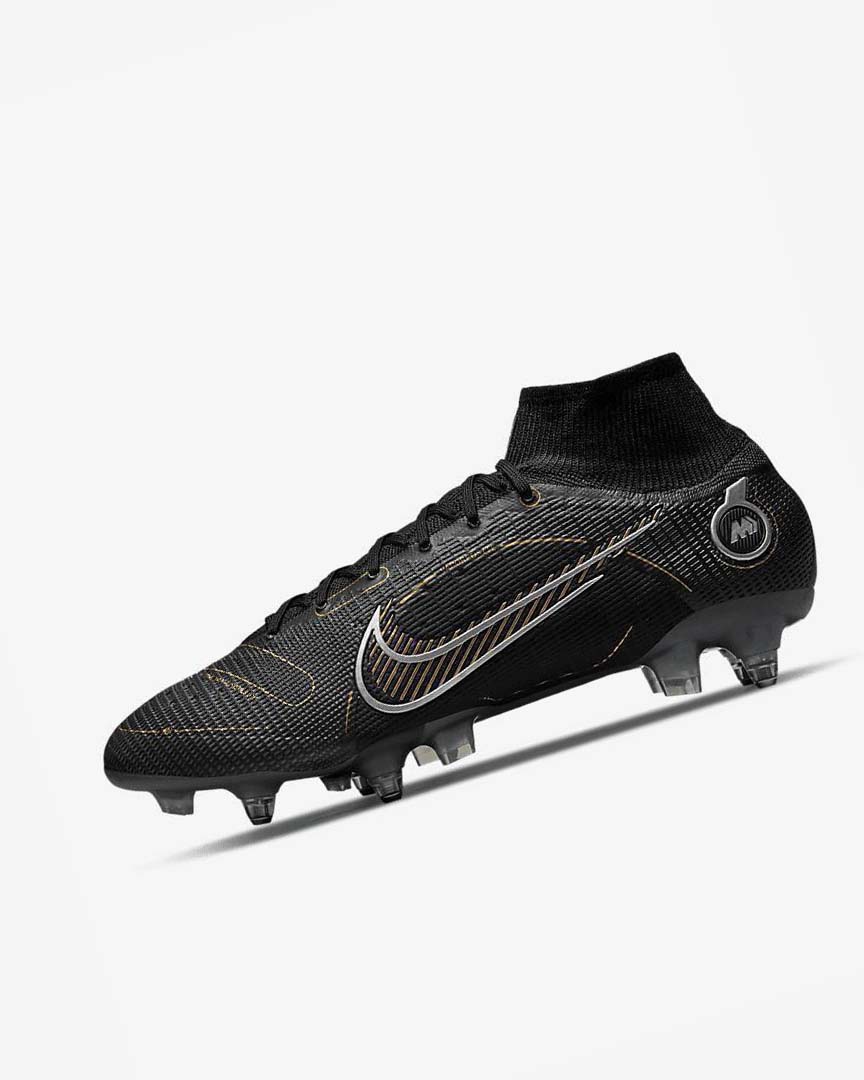 Botas de Futbol Nike Mercurial Superfly 8 Elite SG-PRO Anti-Clog Traction Hombre Negras Metal Plateadas Gris Metal Doradas | AR2594