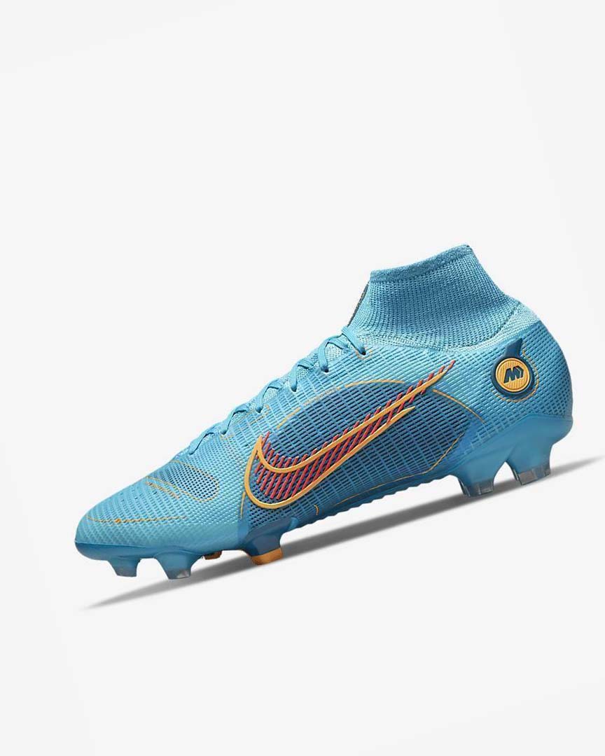 Botas de Futbol Nike Mercurial Superfly 8 Elite FG Hombre Azules Naranjas | AR4590