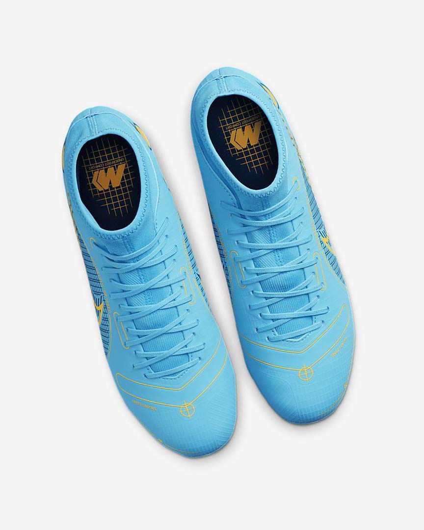 Botas de Futbol Nike Mercurial Superfly 8 Academy MG Mujer Azules Naranjas | AR4673