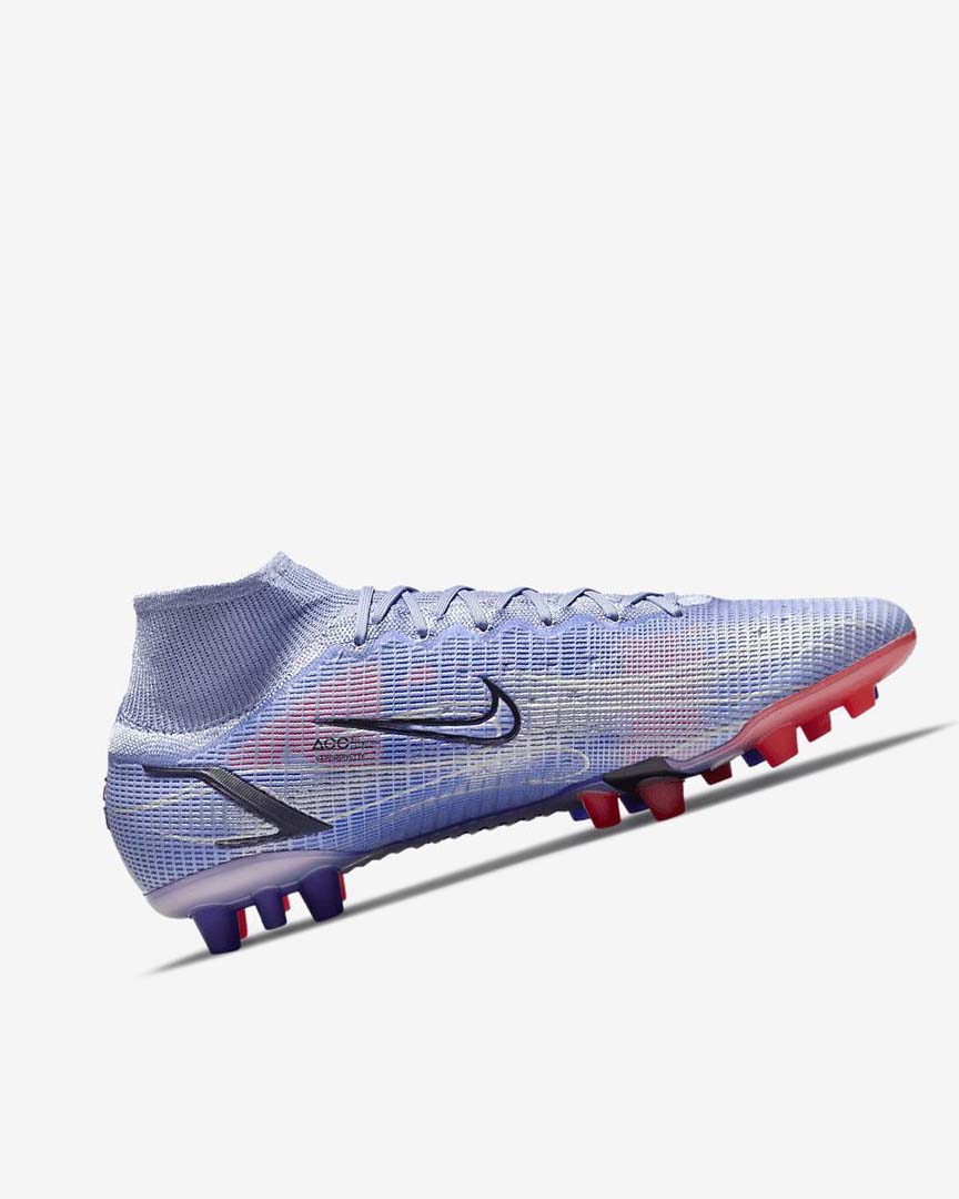 Botas de Futbol Nike Mercurial Superfly 8 Elite KM AG Mujer Indigo Rojas Claro Metal Plateadas | AR4838