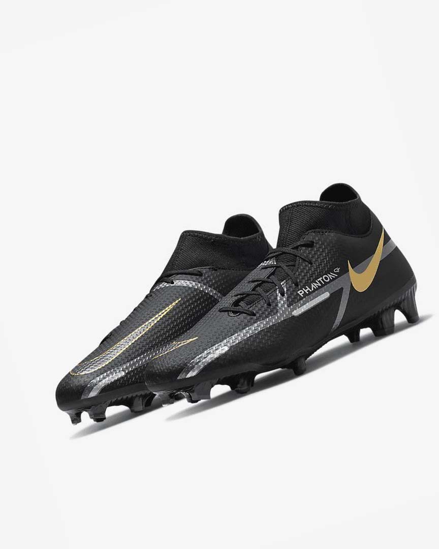 Botas de Futbol Nike Phantom GT2 Academy Dynamic Fit MG Hombre Negras Metal Doradas Gris Oscuro Metal Gris Oscuro | AR4598