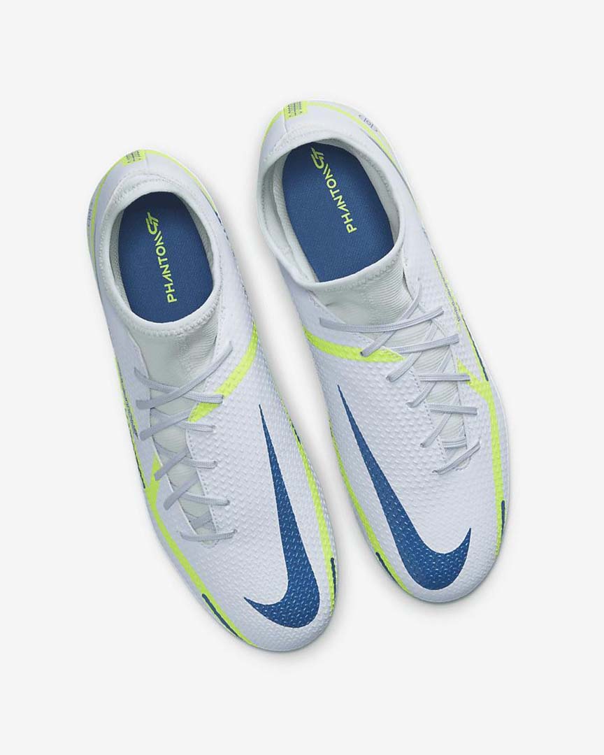 Botas de Futbol Nike Phantom GT2 Academy Dynamic Fit MG Mujer Gris Azules Claro Azules Oscuro | AR5428