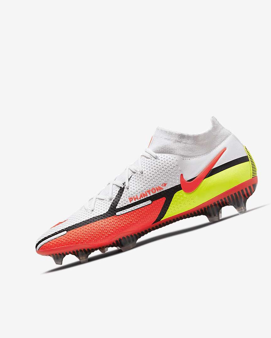 Botas de Futbol Nike Phantom GT2 Dynamic Fit Elite FG Mujer Blancas Rojas Claro | AR3028