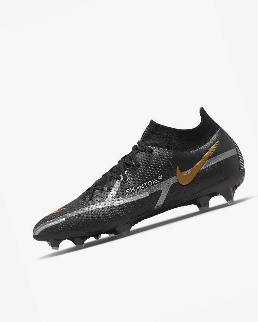 Botas de Futbol Nike Phantom GT2 Dynamic Fit Elite FG Hombre Negras Metal Doradas Metal Plateadas Metal Gris Oscuro | AR4570