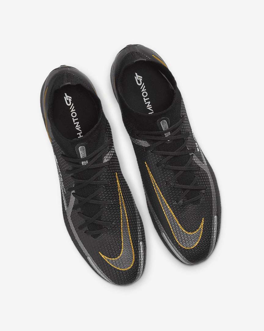 Botas de Futbol Nike Phantom GT2 Dynamic Fit Elite FG Mujer Negras Metal Doradas Metal Plateadas Metal Gris Oscuro | AR4919