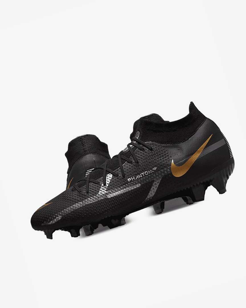 Botas de Futbol Nike Phantom GT2 Pro Dynamic Fit FG Hombre Negras Metal Doradas Metal Plateadas Metal Gris Oscuro | AR4982