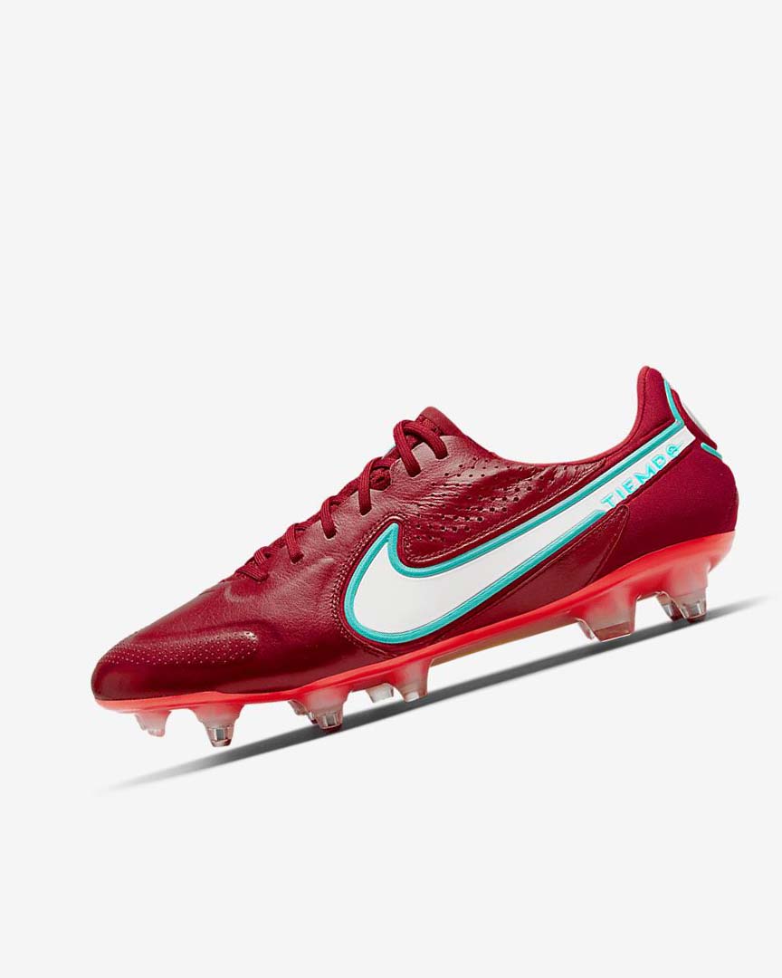 Botas de Futbol Nike Tiempo Legend 9 Elite SG-Pro AC Mujer Rojas Rojas Claro Blancas | AR2565