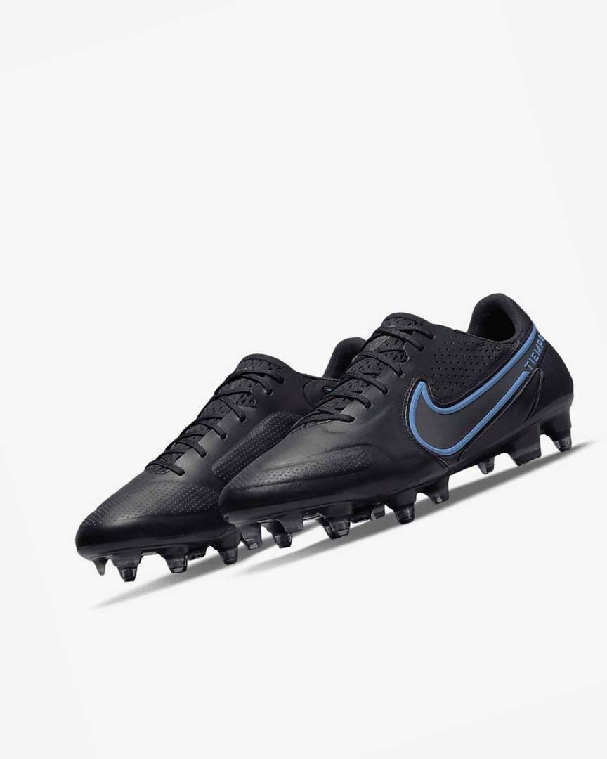 Botas de Futbol Nike Tiempo Legend 9 Elite SG-Pro AC Hombre Negras Gris Azules | AR5303