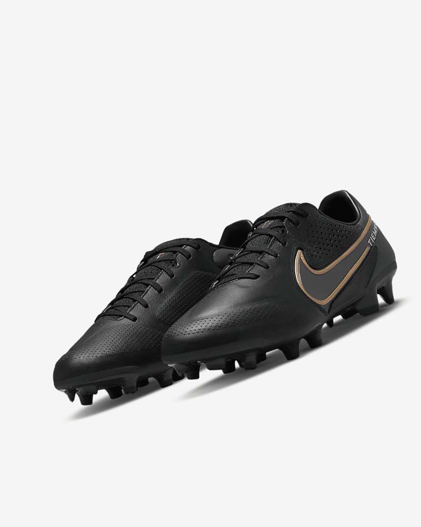 Botas de Futbol Nike Tiempo Legend 9 Pro FG Mujer Negras Gris Oscuro Metal Doradas Metal Gris Oscuro | AR2698