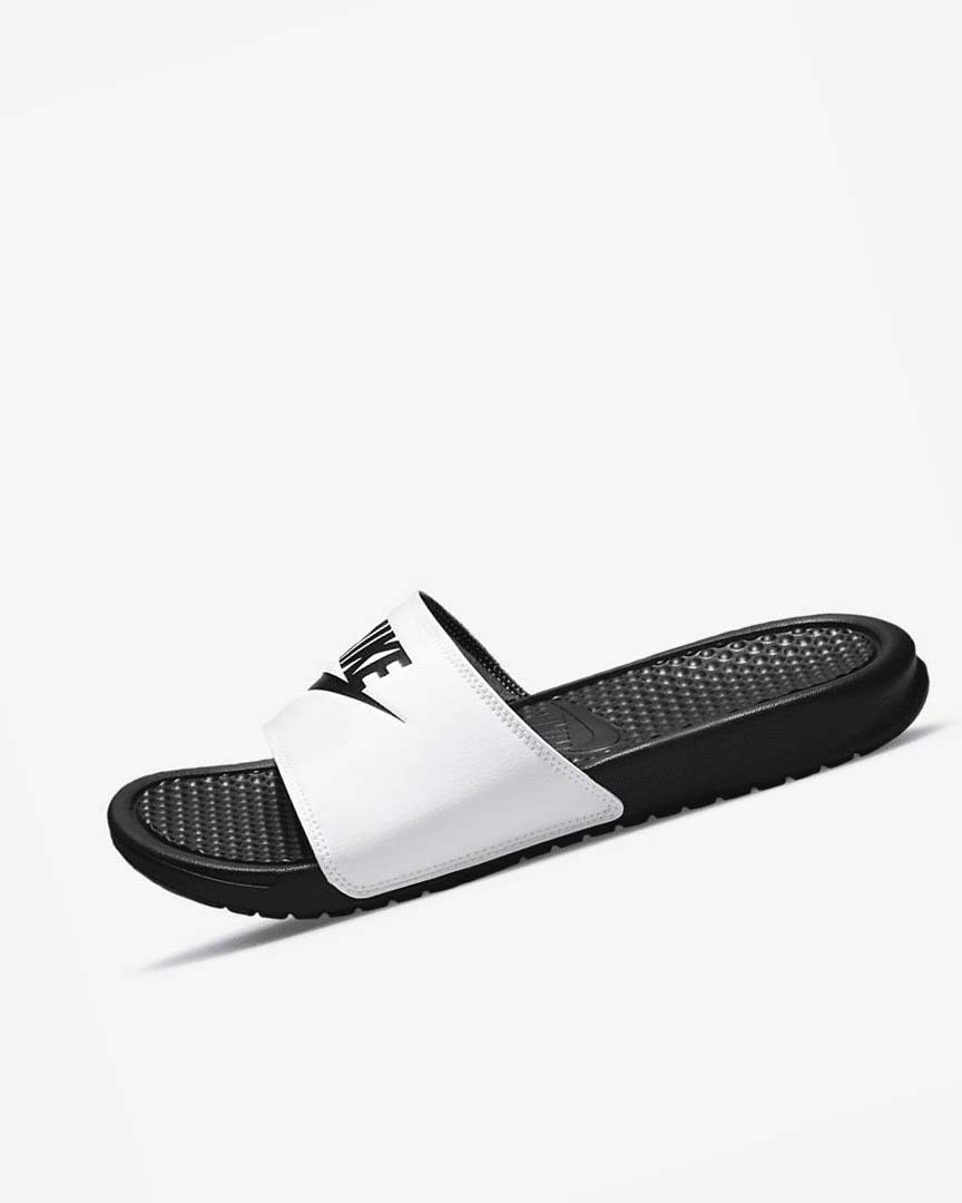 Sandalias de Diapositivas Nike Benassi JDI Hombre Blancas Negras Negras | AR5263