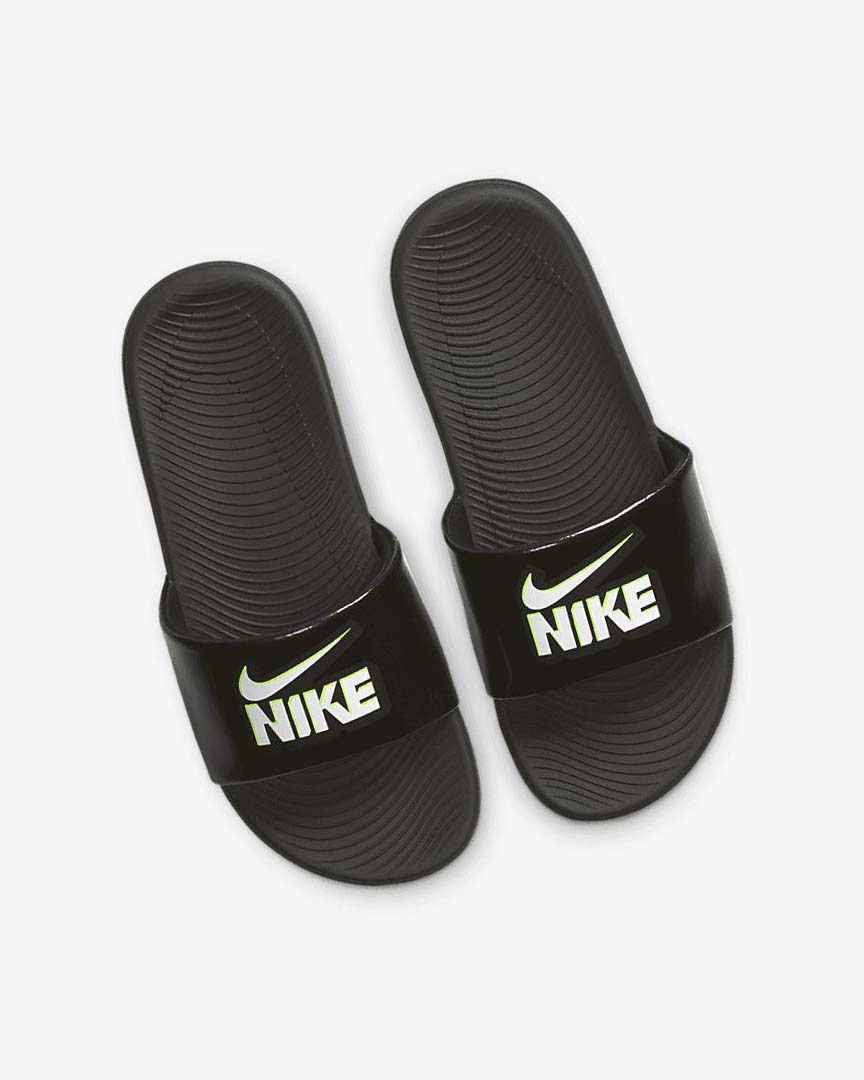 Sandalias de Diapositivas Nike Kawa Niña Negras Blancas | AR2448