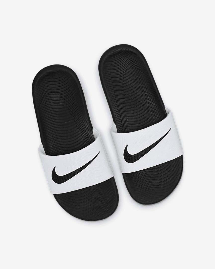 Sandalias de Diapositivas Nike Kawa Niña Blancas Negras | AR2711