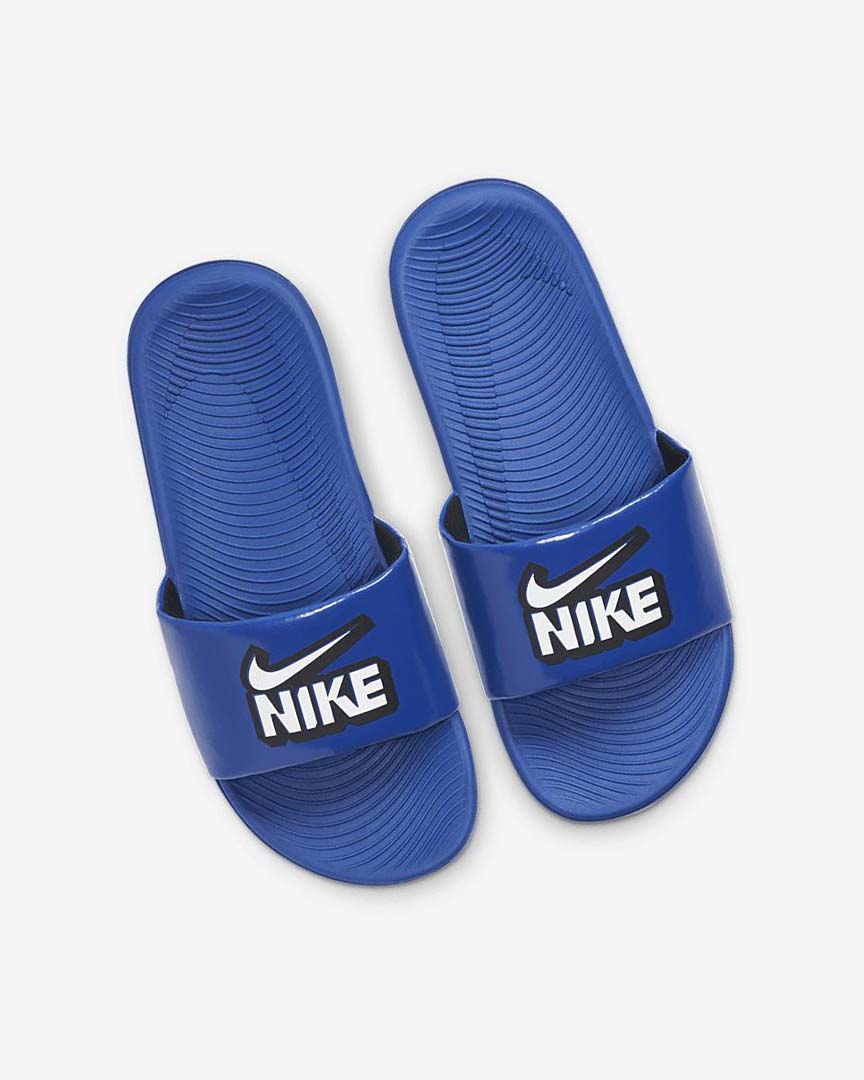 Sandalias de Diapositivas Nike Kawa Niña Azul Real Negras Blancas | AR2800