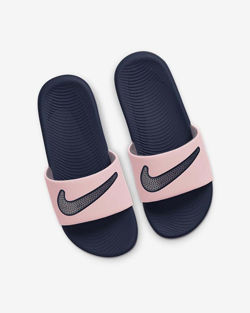 Sandalias de Diapositivas Nike Kawa SE Niño Rosas Azul Marino Metal Plateadas | AR1204