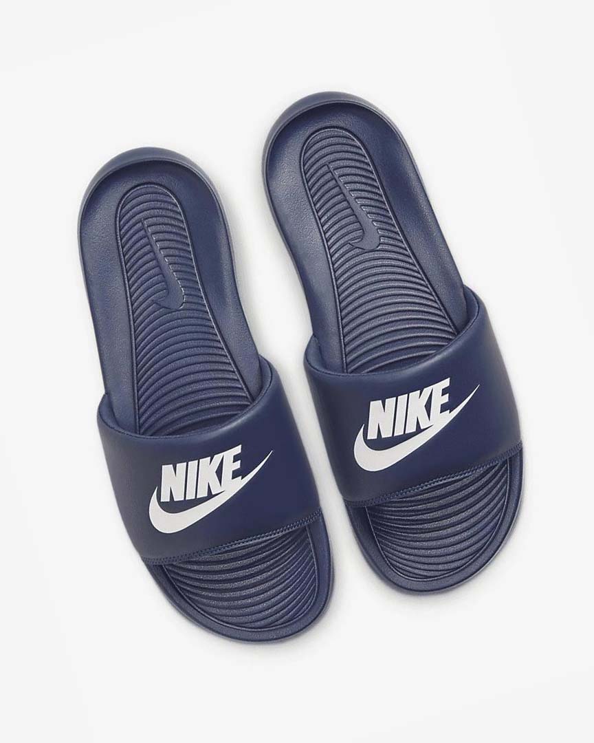 Sandalias de Diapositivas Nike Victori One Hombre Azul Marino Blancas | AR2761