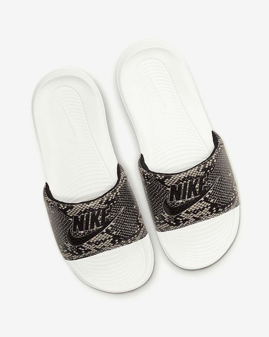 Sandalias de Diapositivas Nike Victori One Mujer Marrones Blancas Negras | AR2961