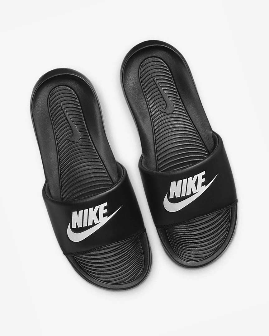 Sandalias de Diapositivas Nike Victori One Hombre Negras Blancas | AR4562