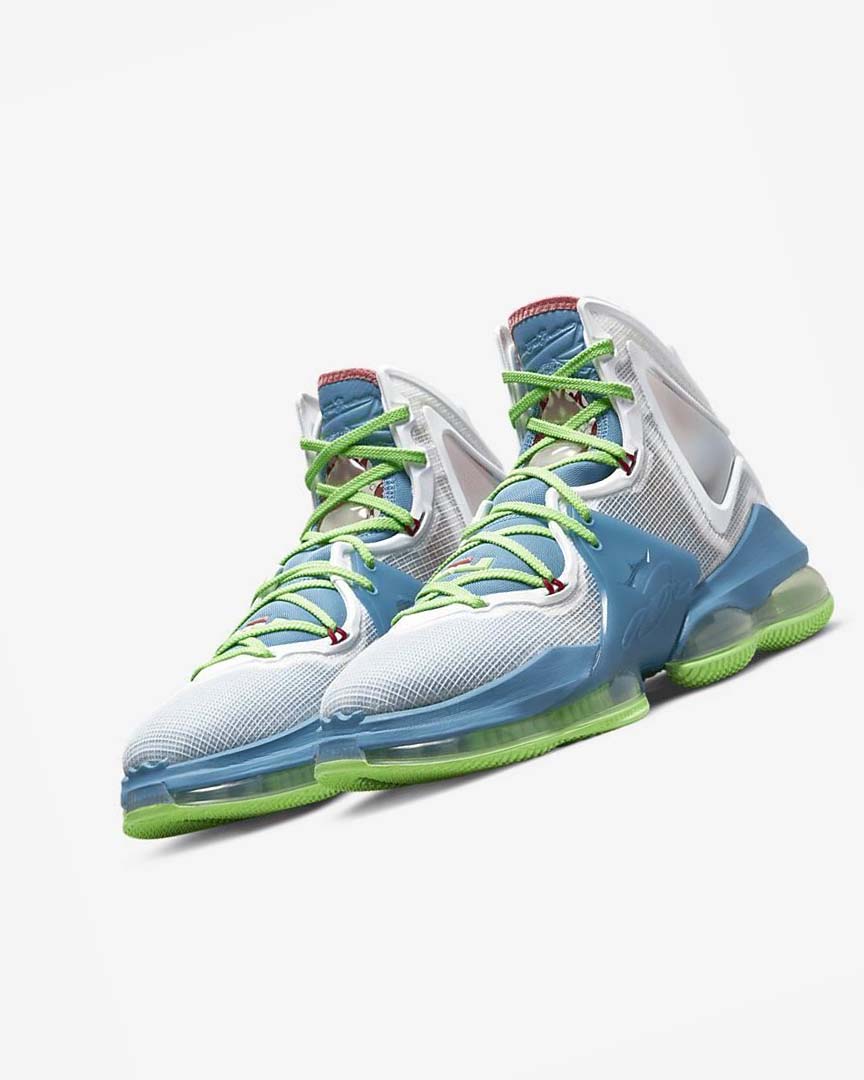 Zapatillas Baloncesto Nike LeBron 19 Hombre Azules Verde Claro Blancas Burdeos | AR4901