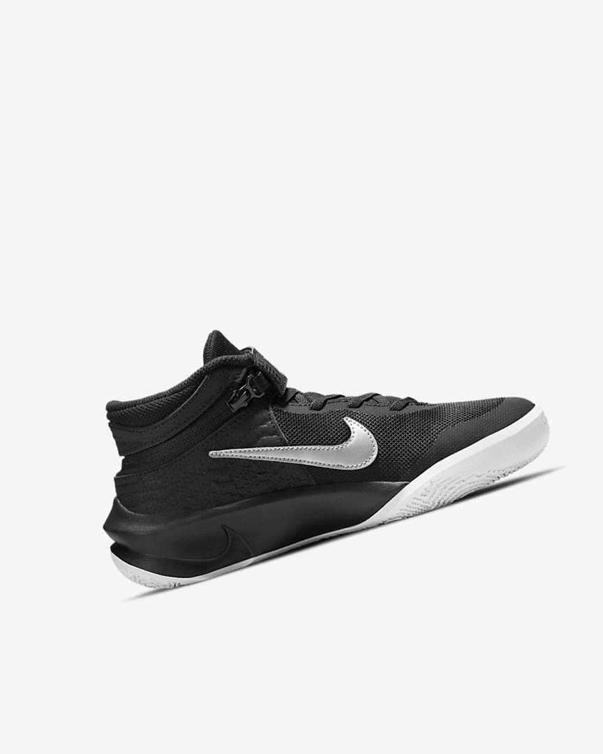 Zapatillas Baloncesto Nike Team Hustle D 10 FlyEase Niña Negras Blancas Metal Plateadas | AR3024