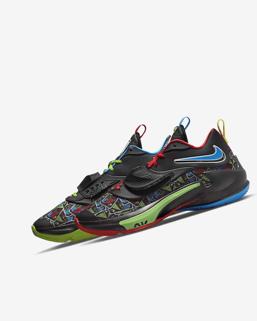 Zapatillas Baloncesto Nike Zoom Freak 3 Mujer Negras Blancas Rojas Verde | AR4990