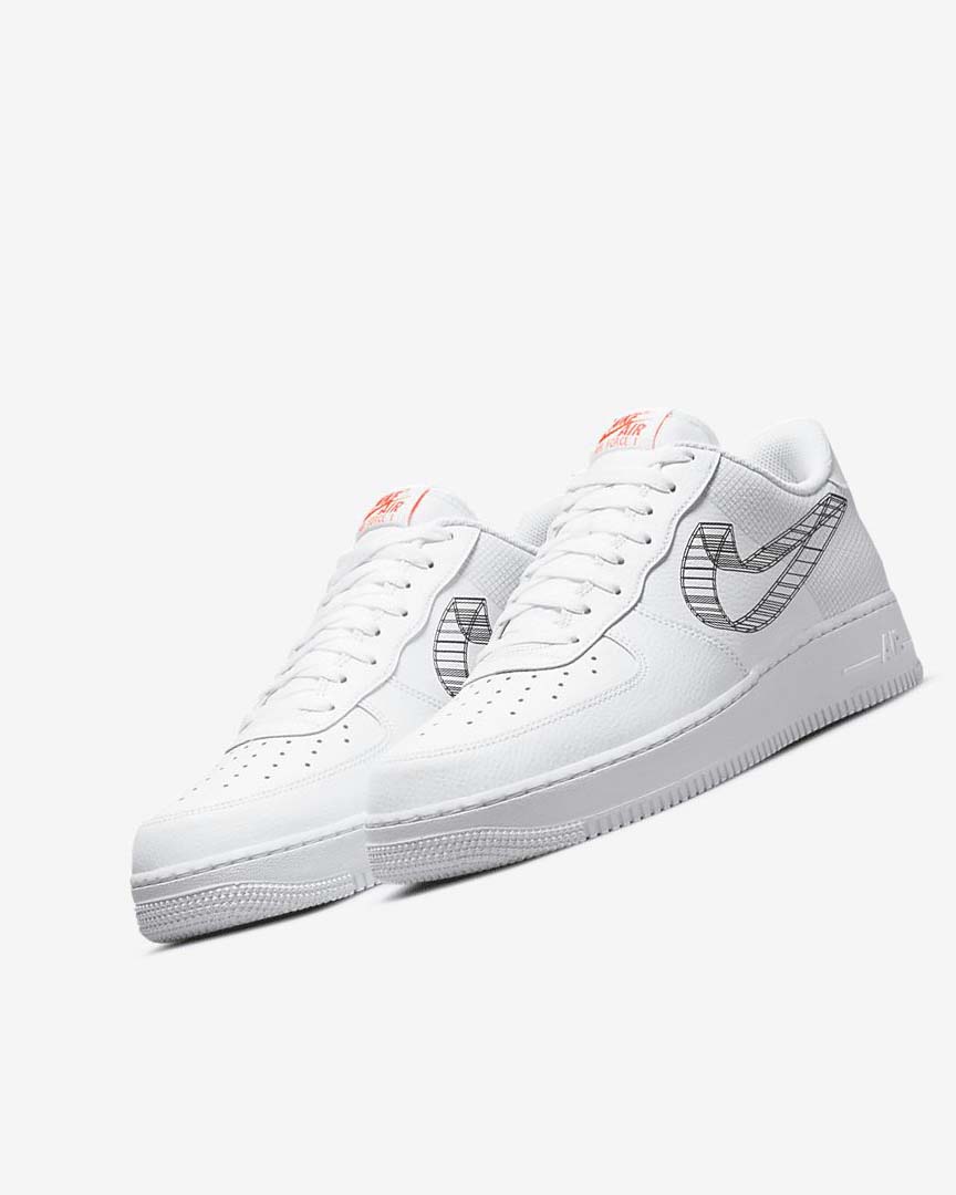 Zapatillas Nike Air Force 1 '07 Hombre Blancas Naranjas Plateadas Negras | AR4754