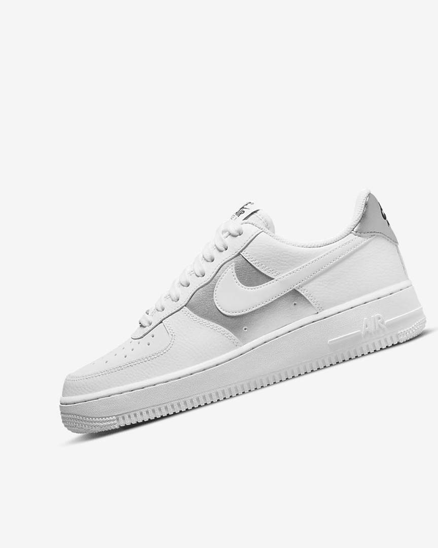 Zapatillas Nike Air Force 1 \'07 Mujer Blancas Negras Metal Plateadas Blancas | AR3201