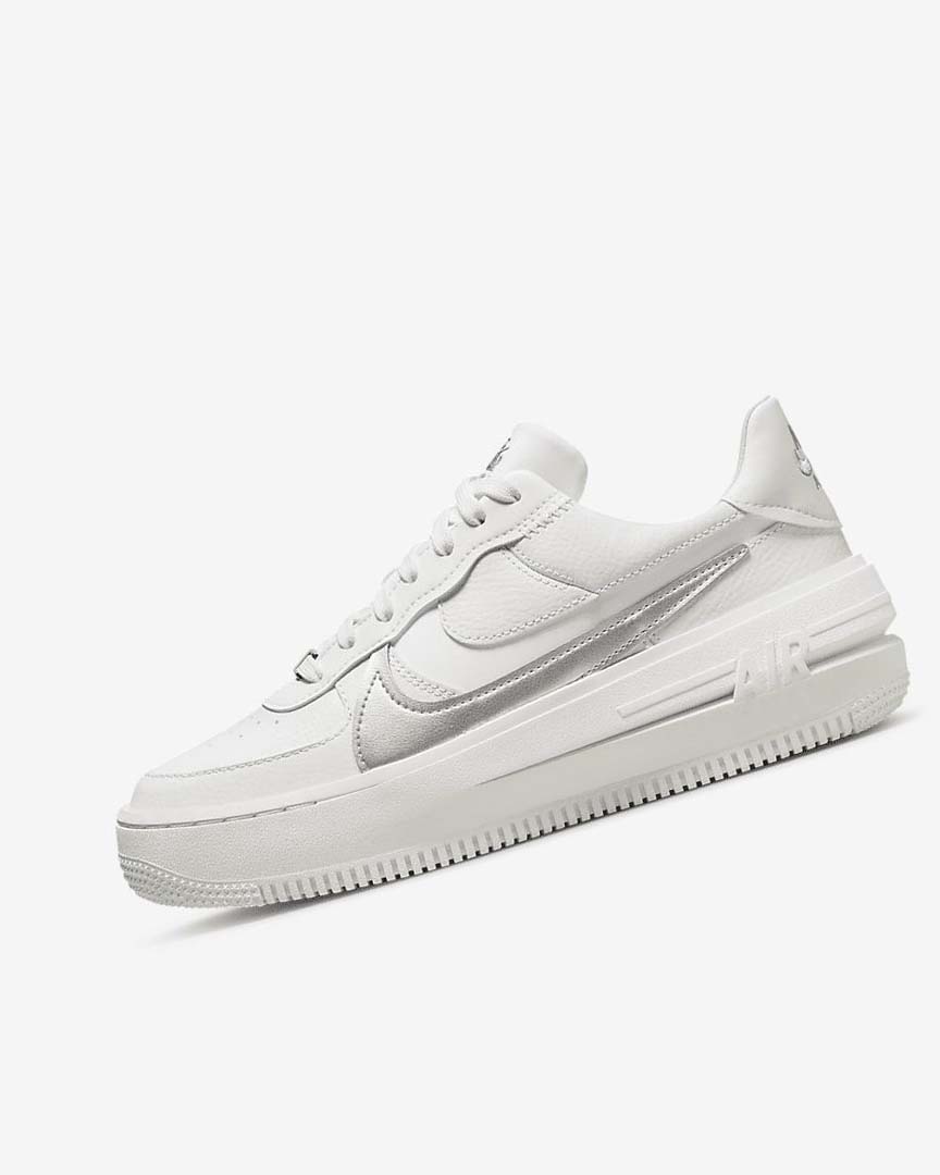 Zapatillas Nike Air Force 1 PLT.AF.ORM Mujer Blancas Gris Metal Plateadas | AR4579