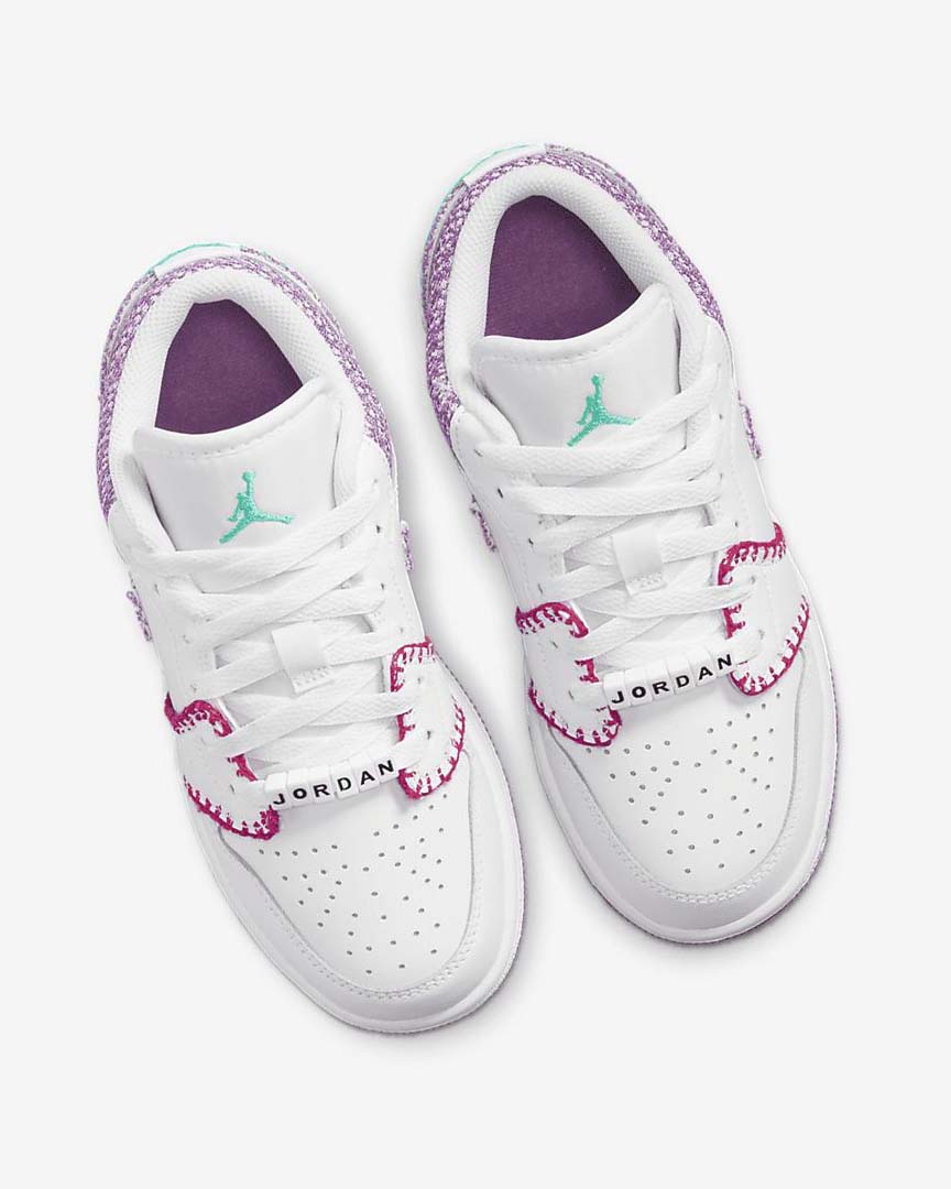 Zapatillas Nike Air Jordan 1 Low SE Niña Blancas Rosas Turquesa Burdeos Claro | AR2264