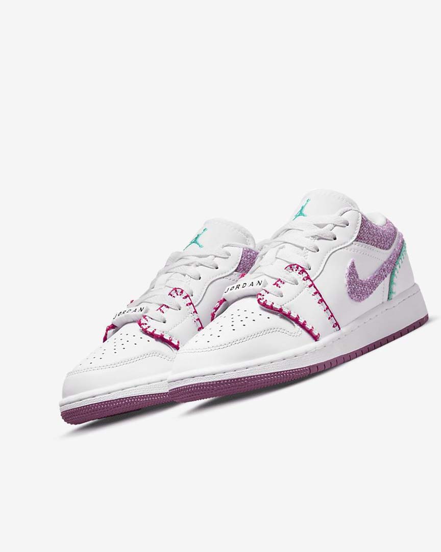 Zapatillas Nike Air Jordan 1 Low SE Niña Blancas Rosas Turquesa Burdeos Claro | AR2264