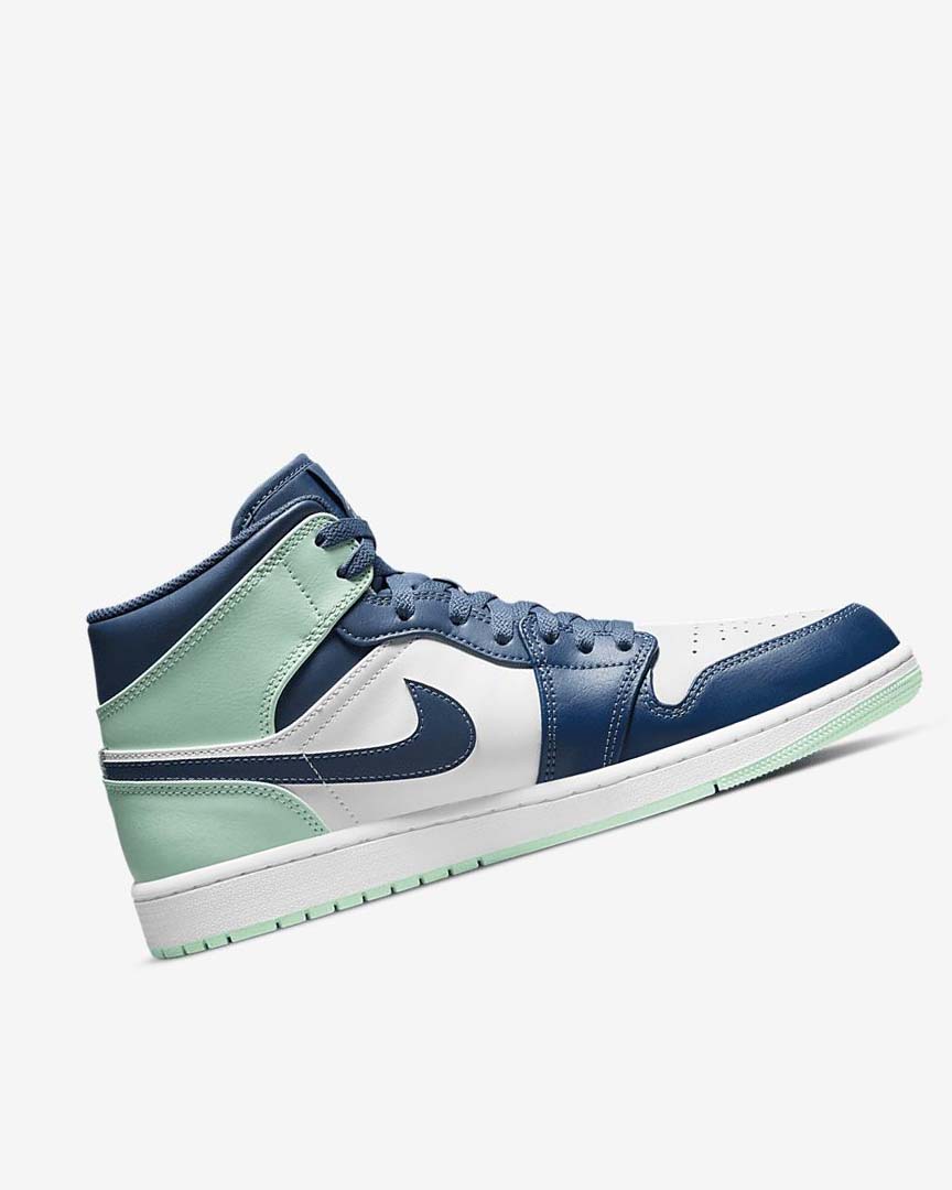 Zapatillas Nike Air Jordan 1 Mid Hombre Azul Marino Blancas Verde Menta | AR4953