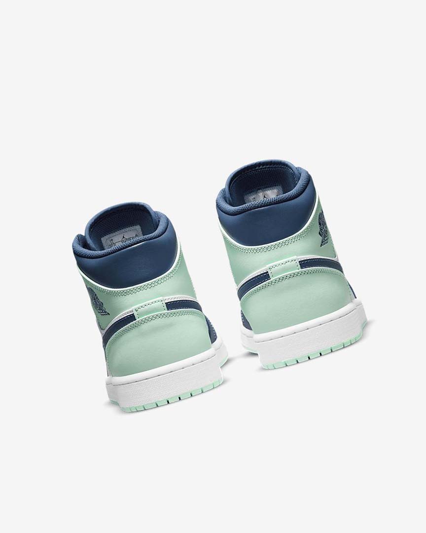 Zapatillas Nike Air Jordan 1 Mid Hombre Azul Marino Blancas Verde Menta | AR4953