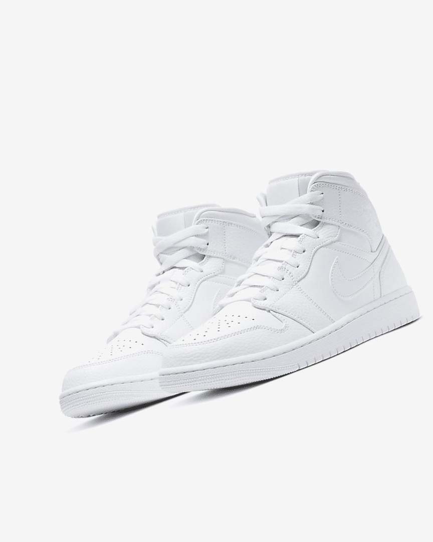 Zapatillas Nike Air Jordan 1 Mid Hombre Blancas Blancas Blancas | AR5114