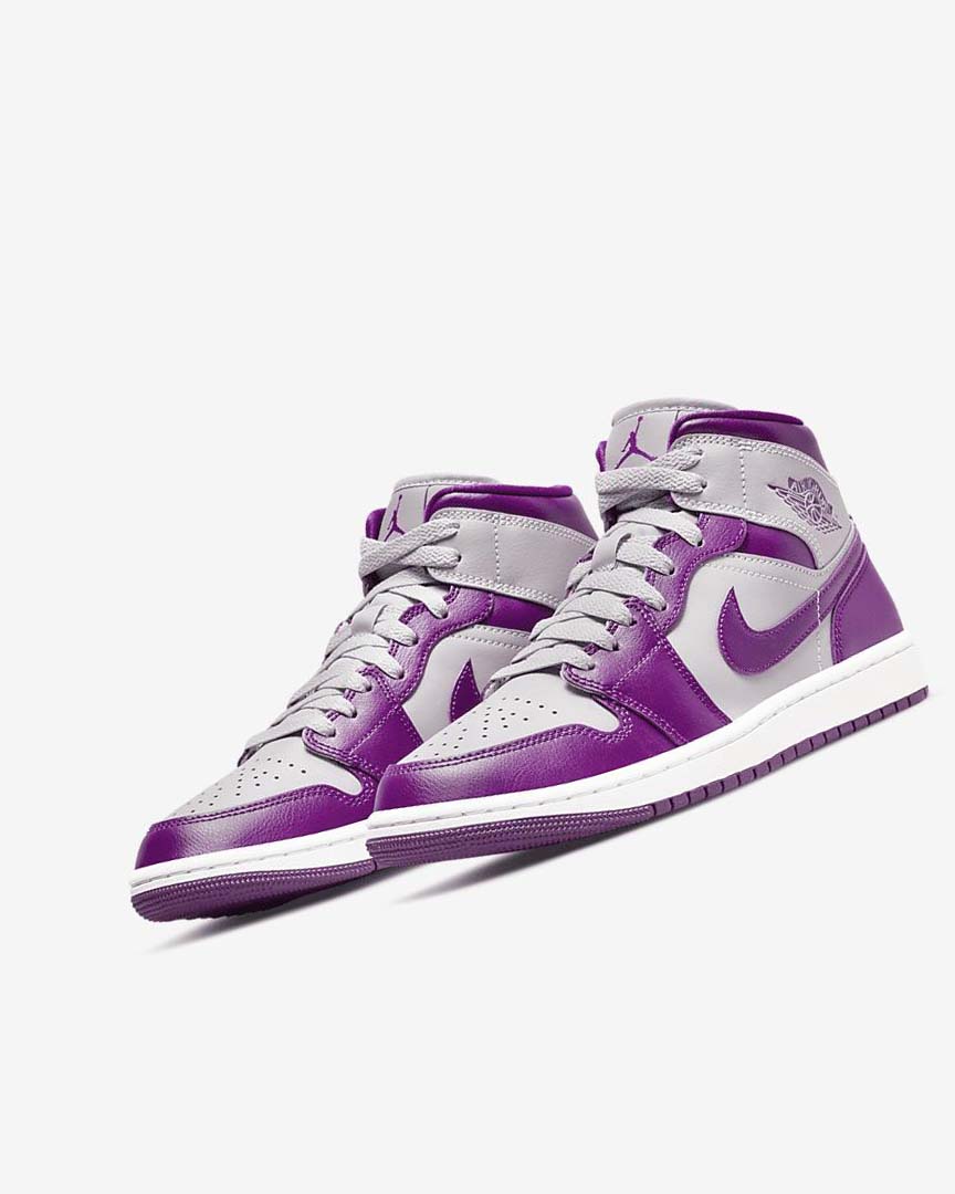 Zapatillas Nike Air Jordan 1 Mid Mujer Gris Rojas Moradas | AR1206