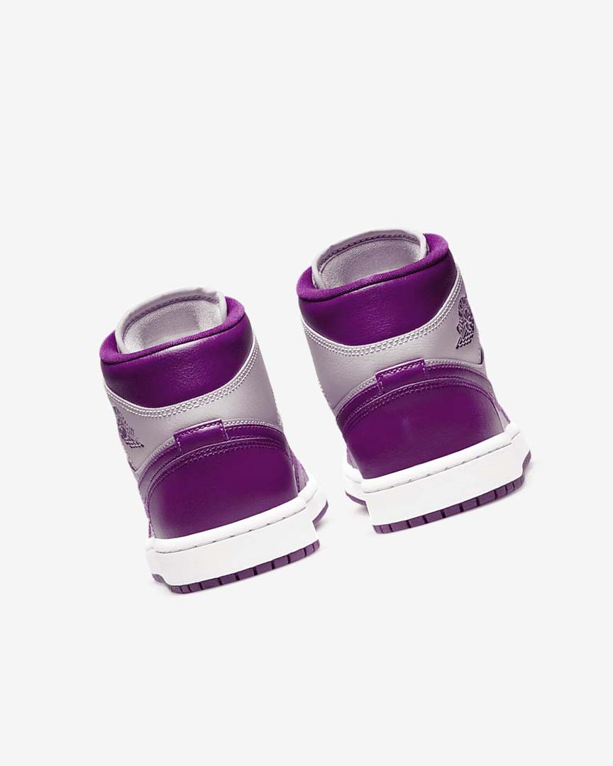 Zapatillas Nike Air Jordan 1 Mid Mujer Gris Rojas Moradas | AR1206