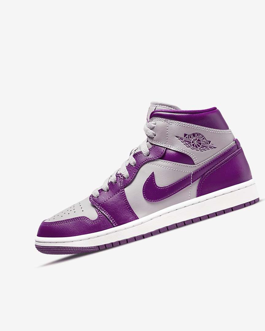 Zapatillas Nike Air Jordan 1 Mid Mujer Gris Rojas Moradas | AR1206