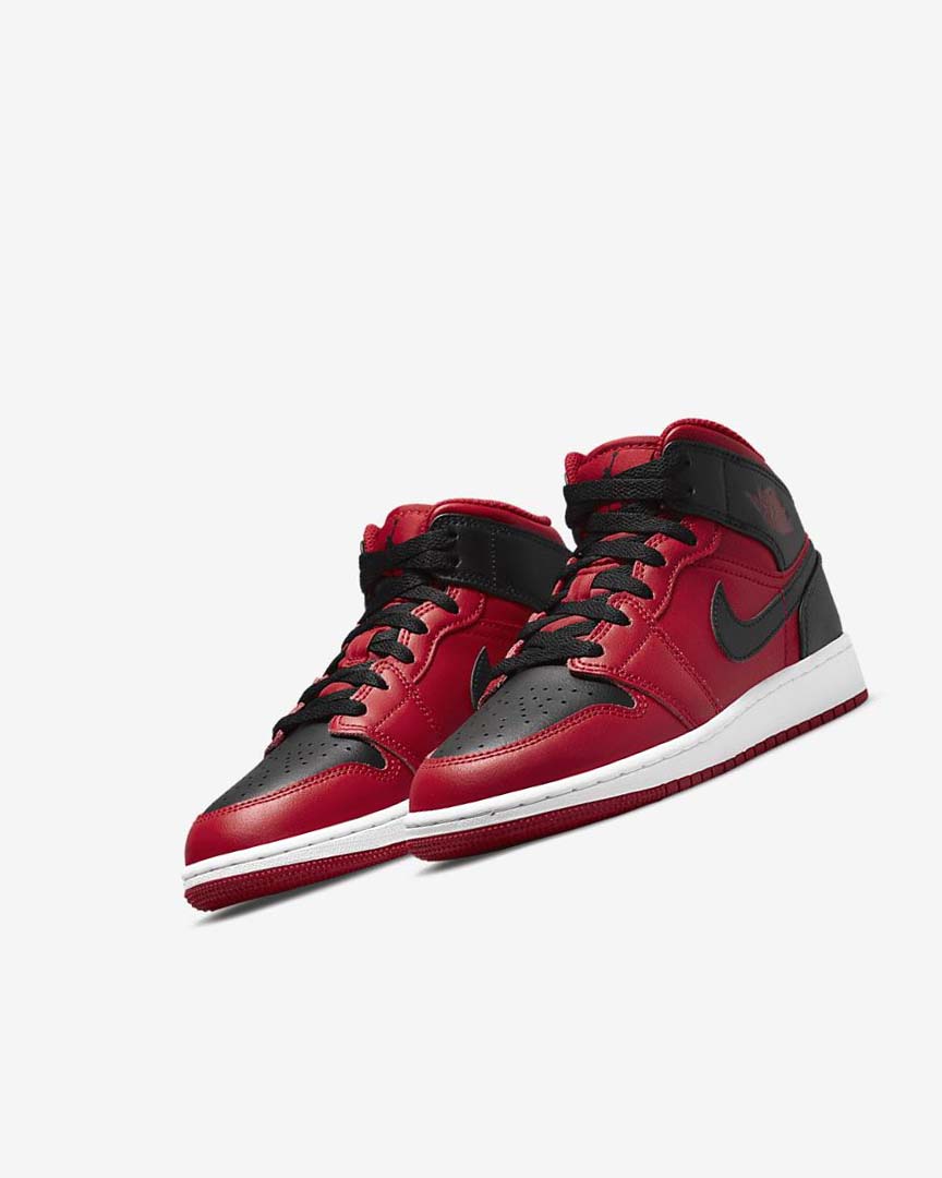 Zapatillas Nike Air Jordan 1 Mid Niño Rojas Blancas Negras | AR3058