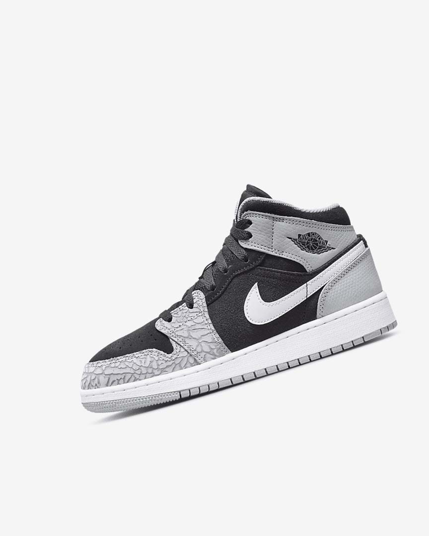 Zapatillas Nike Air Jordan 1 Mid SE Niño Negras Blancas Gris Claro Rojas | AR5161