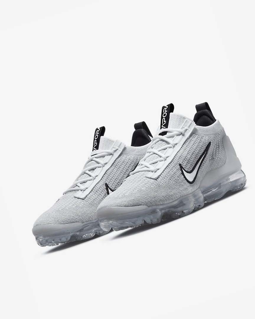 Zapatillas Nike Air VaporMax 2021 FK Hombre Blancas Negras Metal Plateadas Blancas | AR4509