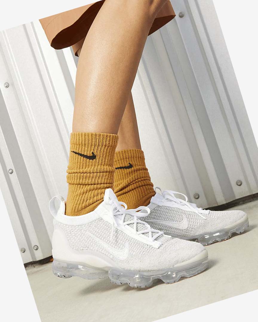 Zapatillas Nike Air VaporMax 2021 FK Mujer Blancas Plateadas Metal Plateadas Blancas | AR5007