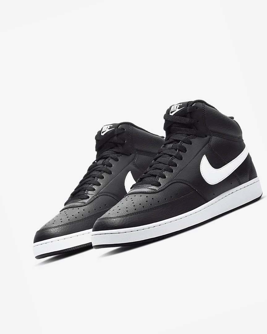 Zapatillas Nike Court Vision Mid Hombre Negras Blancas | AR5160