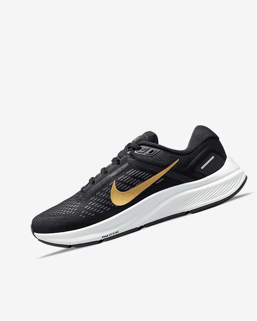 Zapatillas Running Nike Air Zoom Structure 24 Mujer Negras Gris Oscuro Metal Doradas | AR2848