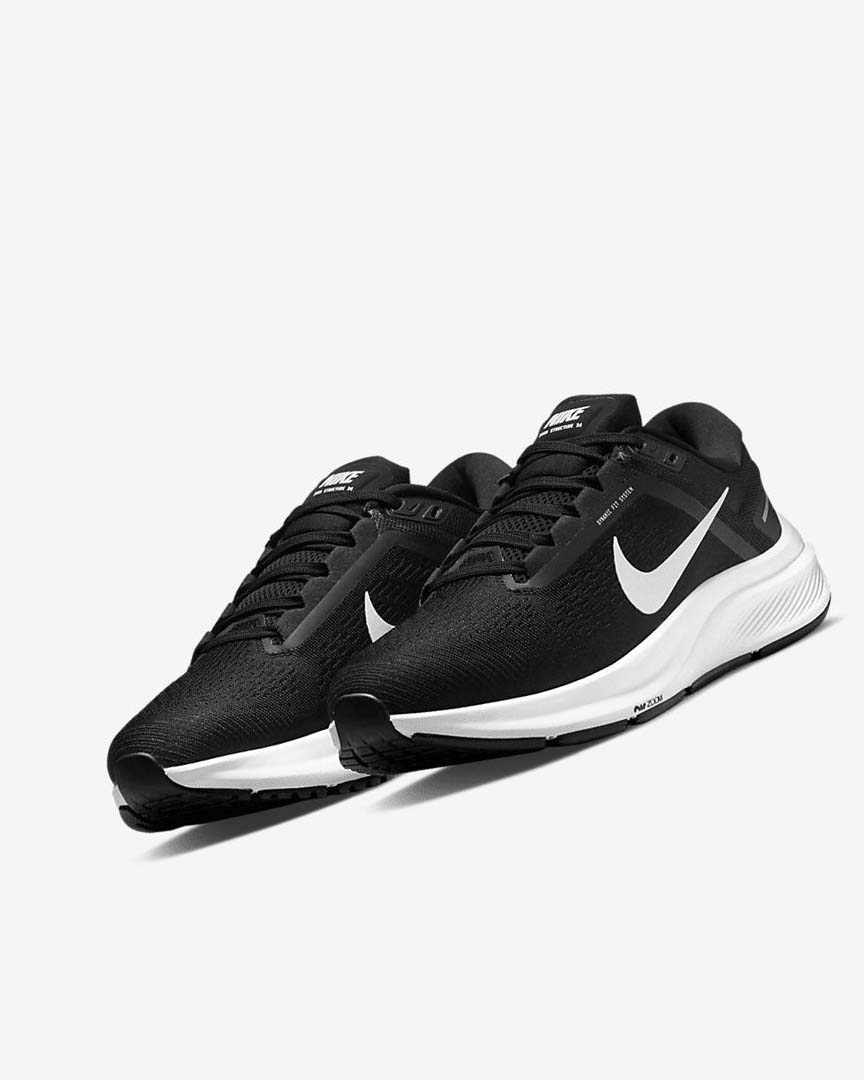 Zapatillas Running Nike Air Zoom Structure 24 Mujer Negras Blancas | AR4985