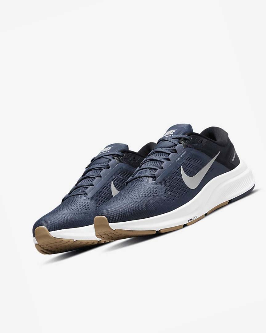 Zapatillas Running Nike Air Zoom Structure 24 Hombre Azules Negras Obsidian Oscuro Gris | AR5421