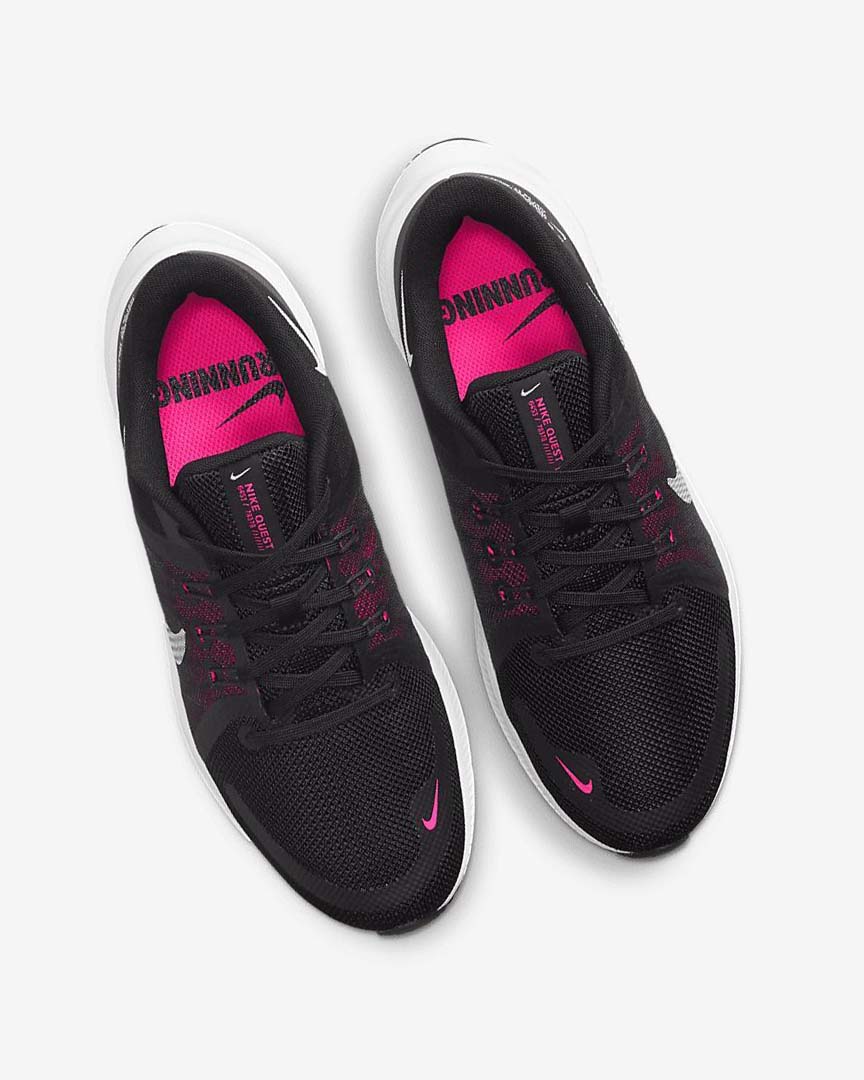 Zapatillas Running Nike Quest 4 Mujer Negras Rosas Gris Oscuro Blancas | AR3237